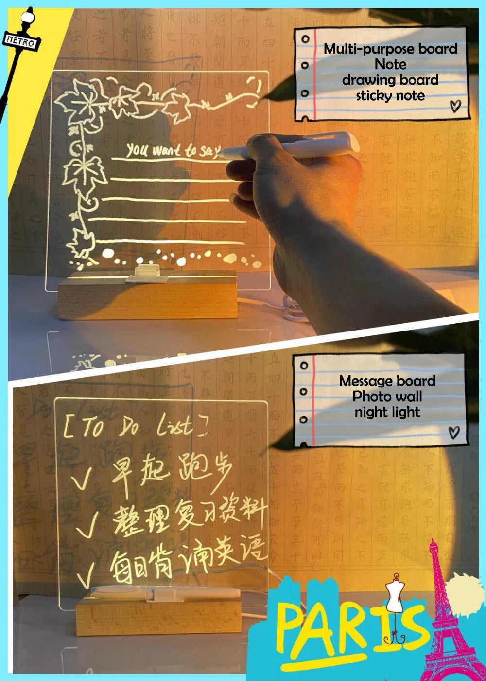 Comfora Tinova™ LED Message & Drawing Board