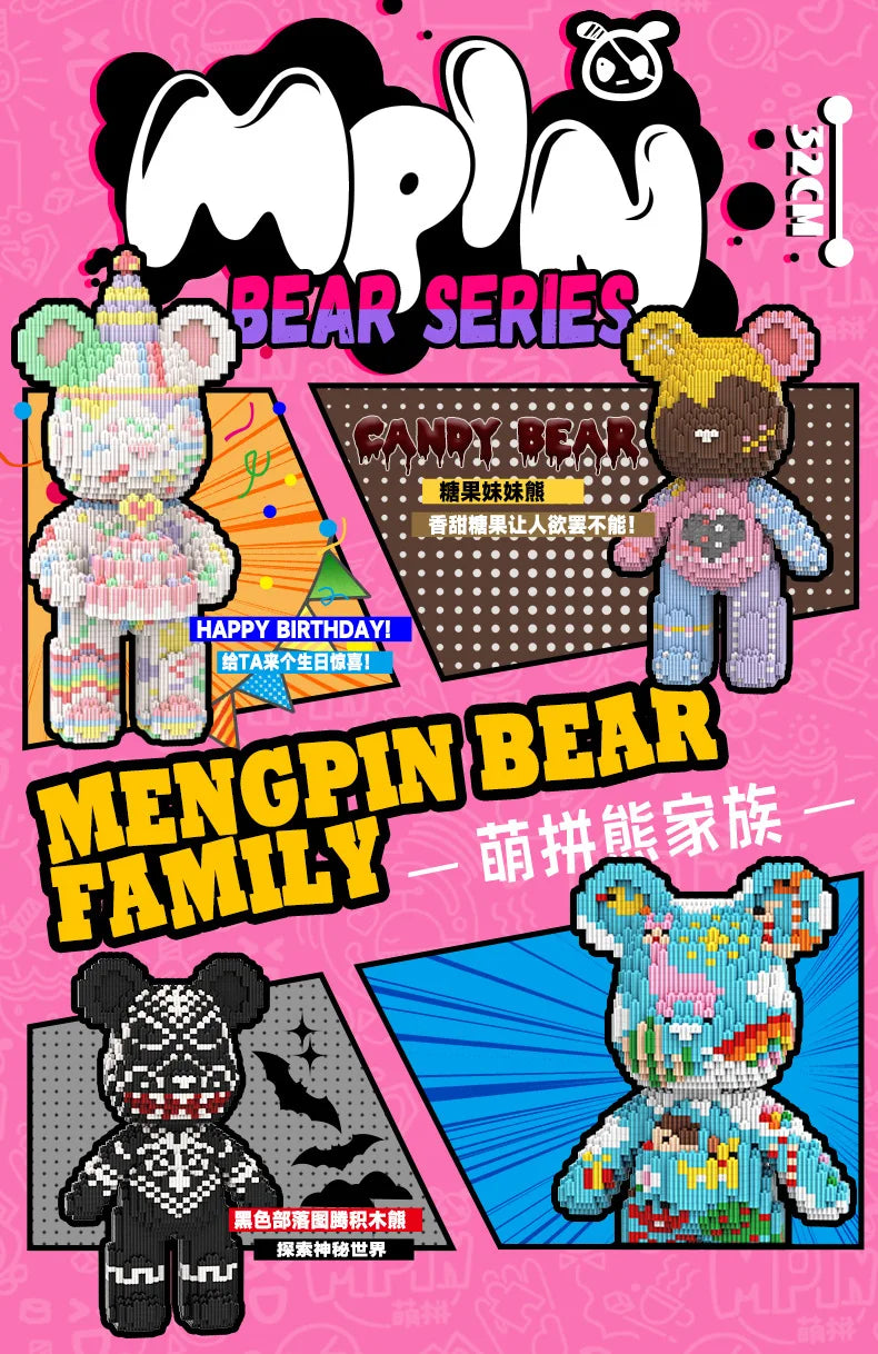 3D Kawaii Bear Micro Diamond Building Block Toy